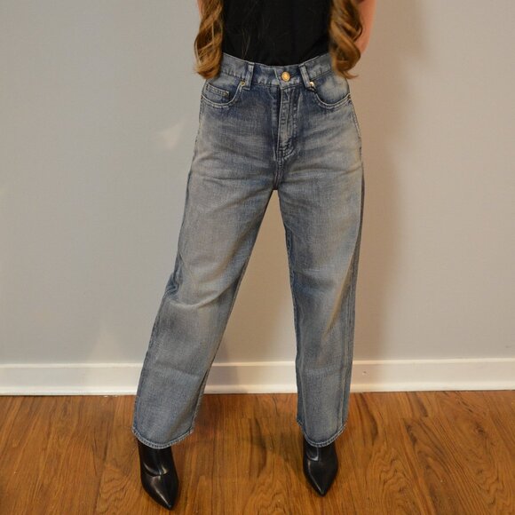Saint Laurent Paris Women's Wide Leg High Waist Jeans Sz 26 - Picture 1 of 7